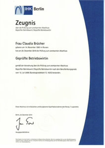 Claudia Bruecher Zeugnis